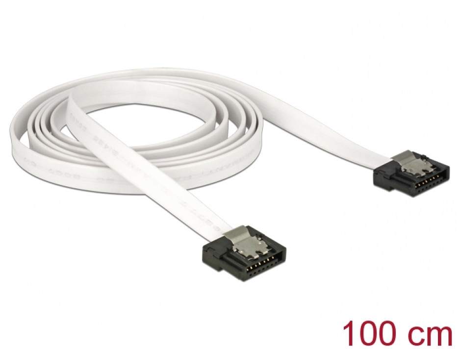 Imagine Cablu SATA III FLEXI 6 Gb/s 100 cm white metal, Delock 83556