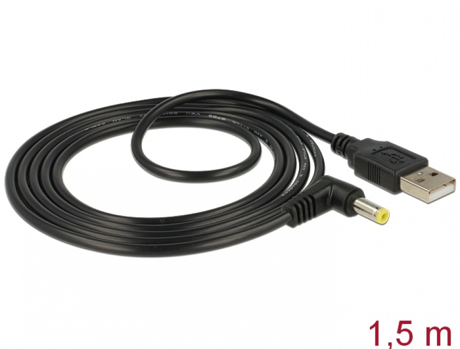 Imagine Cablu de alimentare USB la DC 4.75 x 1.7 mm 90 grade 1.5m, Delock 83576