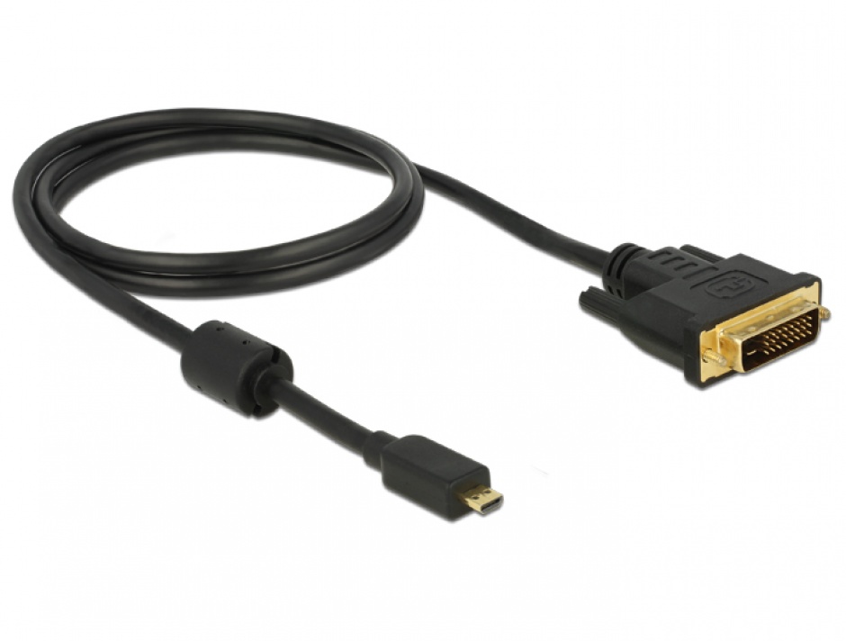 Imagine Cablu Micro-D HDMI la DVI T-T 1m Negru, Delock 83585