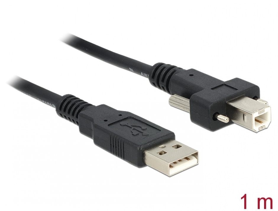 Imagine Cablu imprimanta USB la USB-B 2.0 1m cu suruburi, Delock 83594