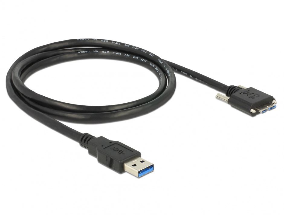 Imagine Cablu USB 3.0 la micro USB-B 3.0 1m cu suruburi, Delock 83597 