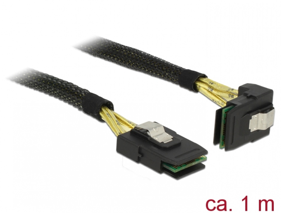 Imagine Cablu Mini SAS SFF-8087 la Mini SAS SFF-8087 unghi 90 grade 1m, Delock 83642