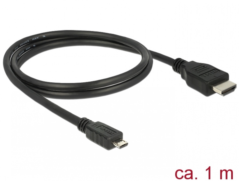 Imagine Cablu micro USB-B MHL 3.0 la HDMI 4k 1m, Delock 83648