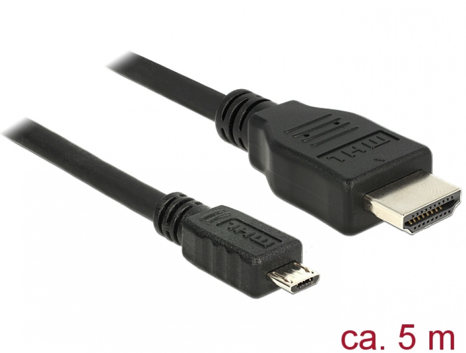 Imagine Cablu micro USB-B MHL 3.0 la HDMI 4k 5m, Delock 83651
