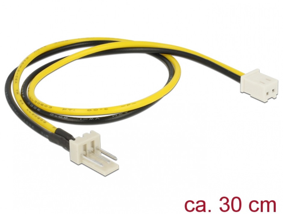 Imagine Cablu alimentare ventilator 2 pini la 3 pini M-T 30cm, Delock 83655