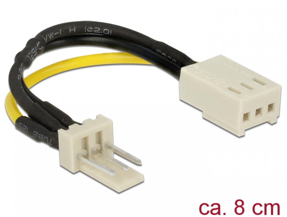 Imagine Cablu de alimentare ventilator 3 pini T-M Reduction of rotation speed, Delock 83656