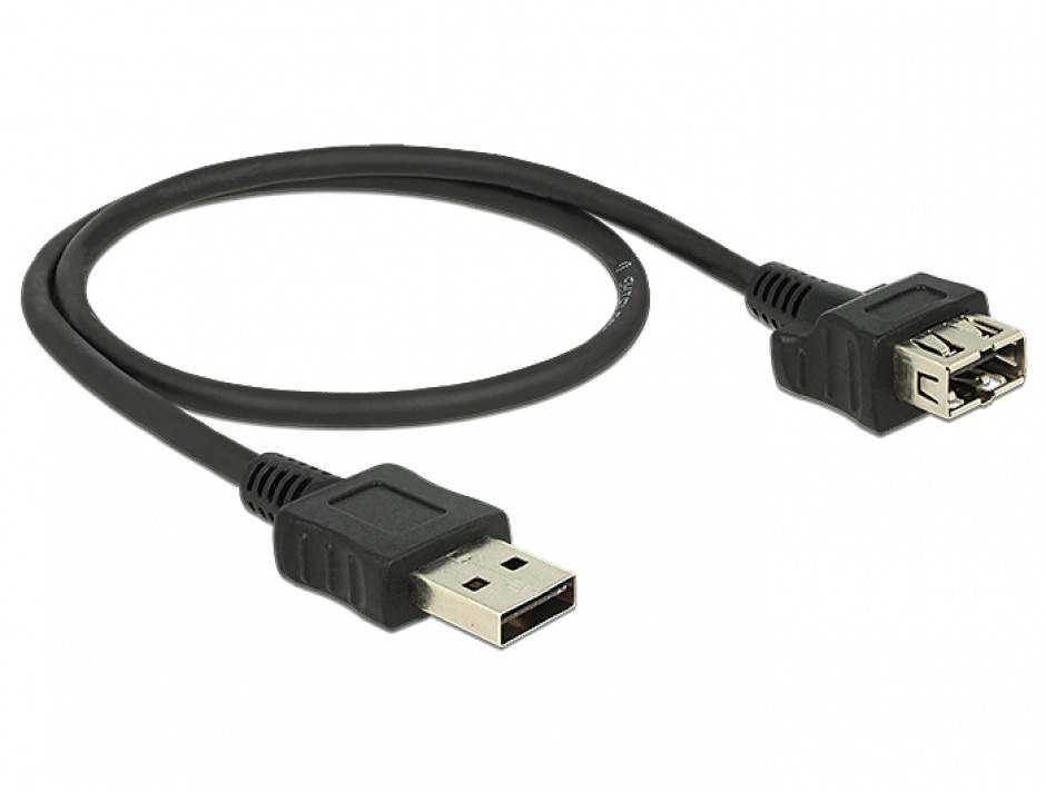 Imagine Cablu EASY-USB 2.0-A T-M Shape Cable 0.5m Negru, Delock 83663 
