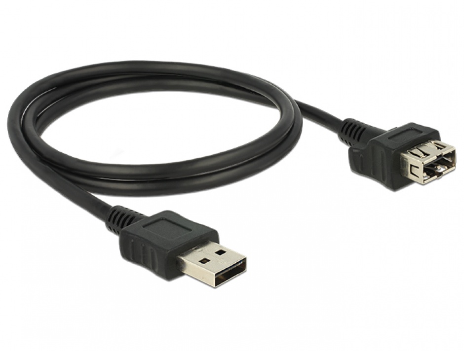 Imagine Cablu EASY-USB 2.0-A T-M Shape Cable 1m Negru, Delock 83664