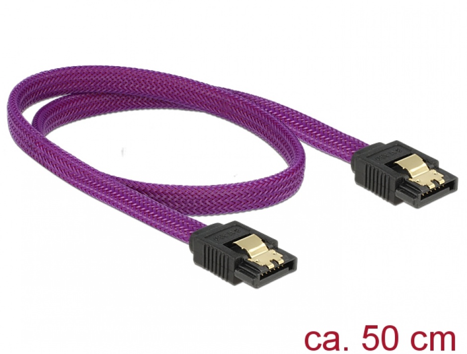 Imagine Cablu SATA III 6 Gb/s 50cm drept Premium, Delock 83691