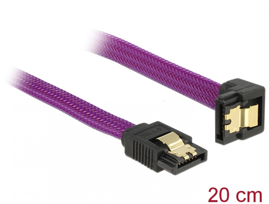 Imagine Cablu SATA III 6 Gb/s 20cm drept/unghi Premium, Delock 83694