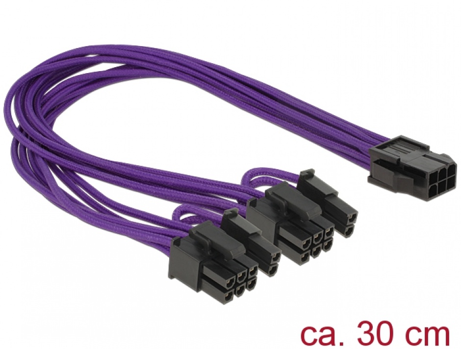 Imagine Cablu alimentare PCI Express 6 pini la 2 x 8 pini M-T, Delock 83704