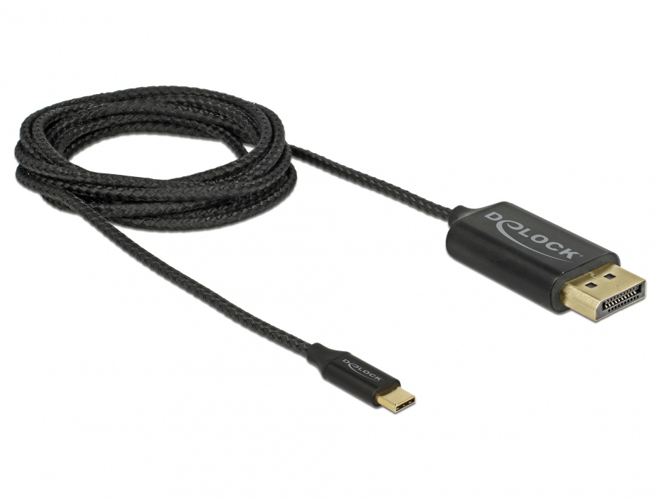 Imagine Cablu USB-C la DisplayPort (DP Alt Mode) 4K 60Hz T-T 2m coaxial, Delock 83710 