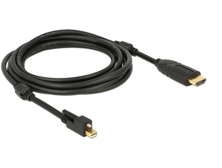 Imagine Cablu mini Displayport 1.2 cu suruburi la HDMI T-T 4K Activ 3m, Delock 83731 
