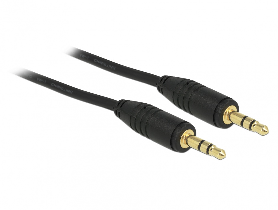 Imagine Cablu stereo jack 3.5mm 3 pini Negru T-T 1m, Delock 83744