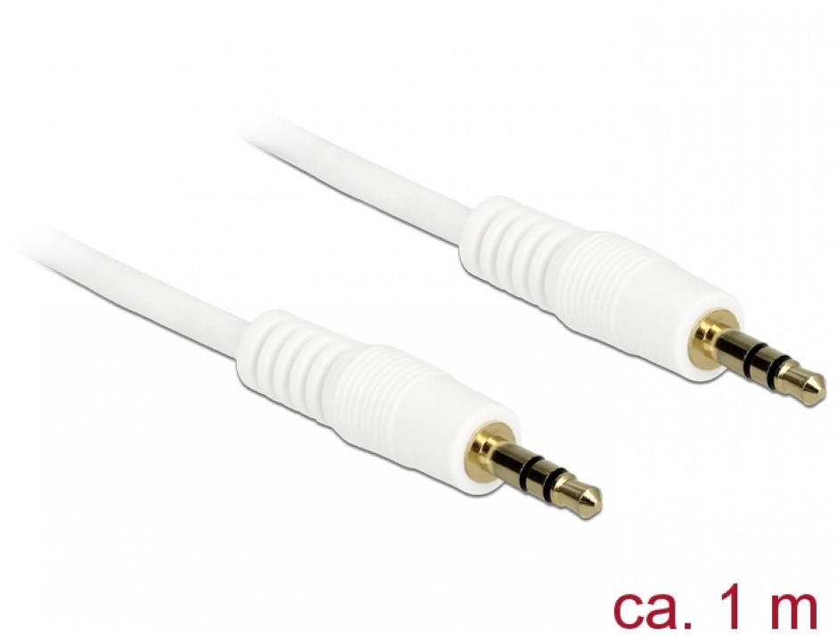 Imagine Cablu stereo jack 3.5mm 3 pini Alb T-T 1m, Delock 83745