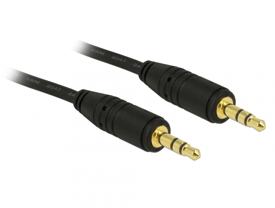 Imagine Cablu stereo jack 3.5mm 3 pini Negru T-T 2m, Delock 83746