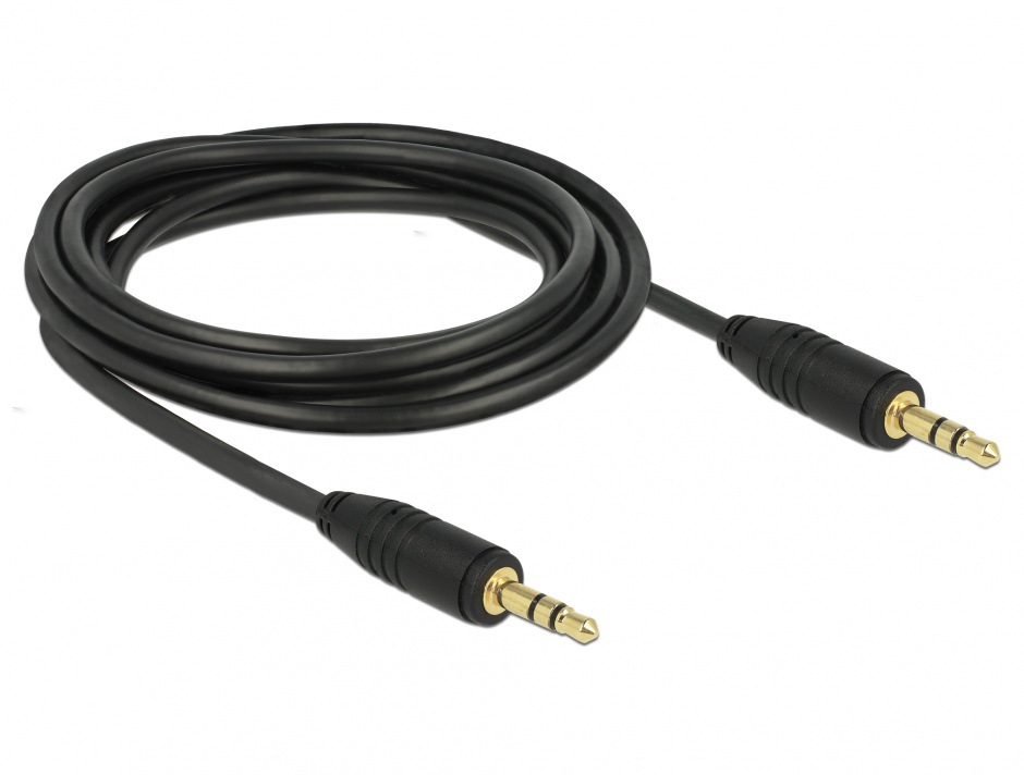 Imagine Cablu stereo jack 3.5mm 3 pini Negru T-T 3m, Delock 83748