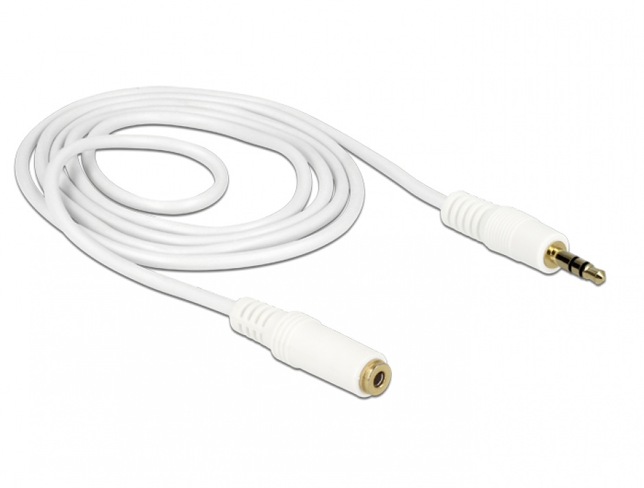 Imagine Cablu prelungitor audio jack 3.5mm 1m Alb, Delock 83765 