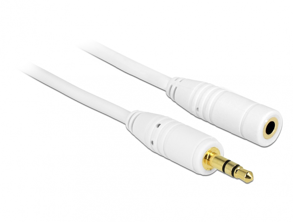 Imagine Cablu prelungitor audio jack 3.5mm 2m Alb, Delock 83767