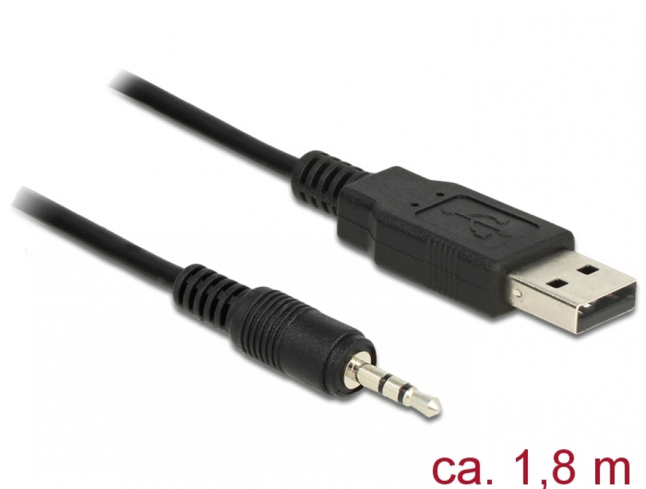 Imagine Cablu USB TTL la jack 2.5 mm 3 pini stereo T-T 1.8 m (3.3 V ), Delock 83789