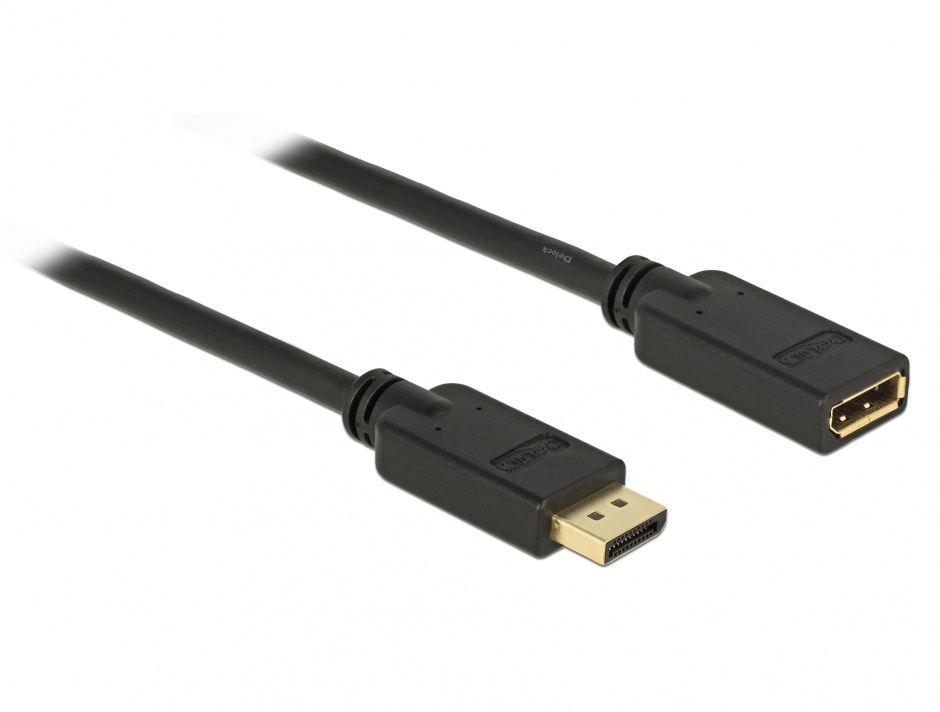 Imagine Cablu prelungitor DisplayPort v1.2 4K 60Hz 1m T-M Negru, Delock 83809