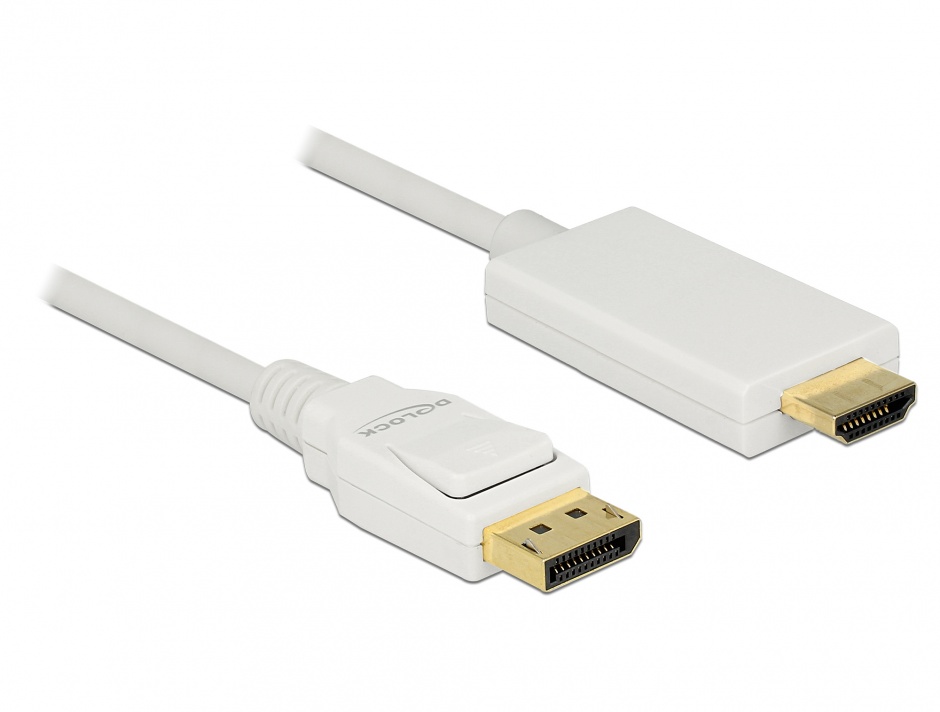 Imagine Cablu Displayport 1.2 la HDMI T-T pasiv 4K alb 1m, Delock 83817