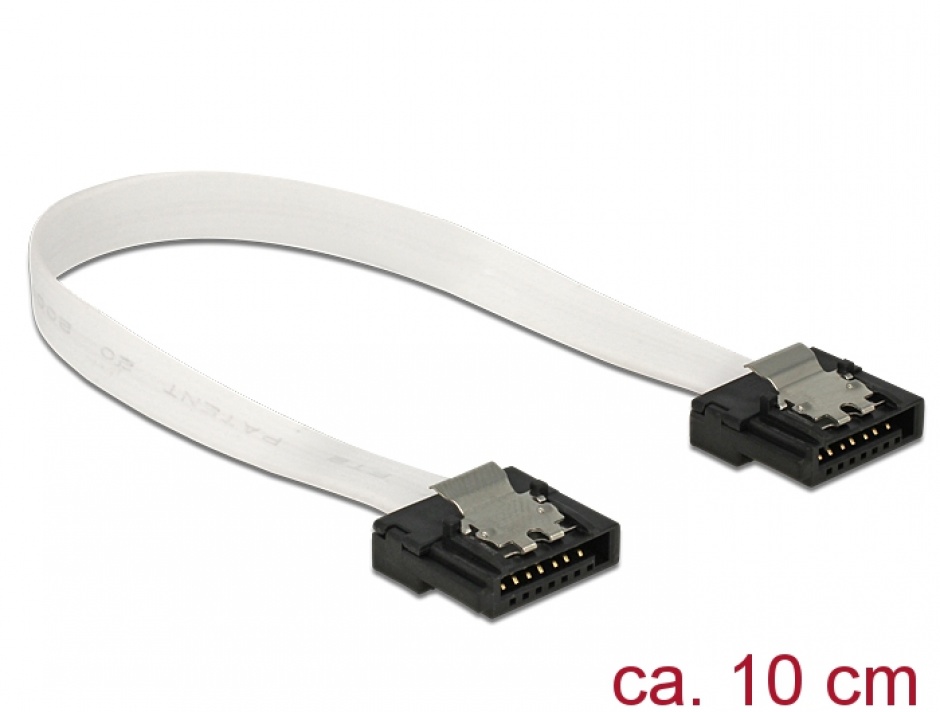 Imagine Cablu SATA III 6 Gb/s FLEXI 10 cm white metal, Delock 83830