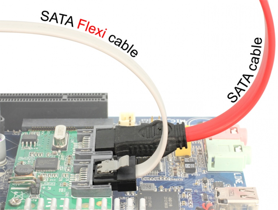 Imagine Cablu SATA III FLEXI 6 Gb/s 30 cm white metal, Delock 83831 