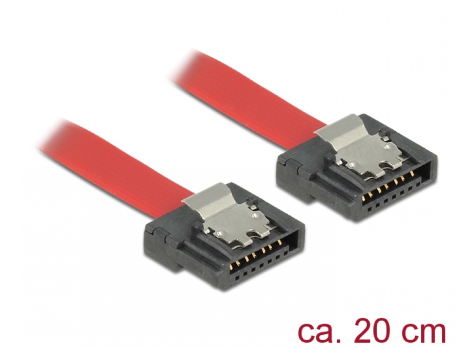 Imagine Cablu SATA III 6 Gb/s FLEXI 20cm Rosu metal, Delock 83833
