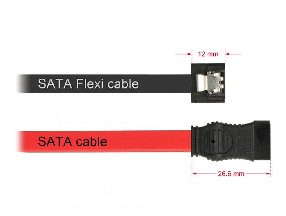 Imagine Cablu SATA III 6 Gb/s FLEXI 10cm black metal, Delock 83838