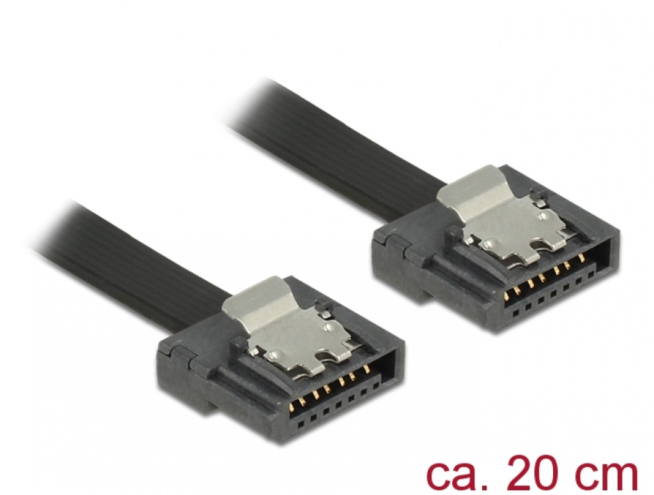 Imagine Cablu SATA III 6 Gb/s FLEXI 20cm black metal, Delock 83839