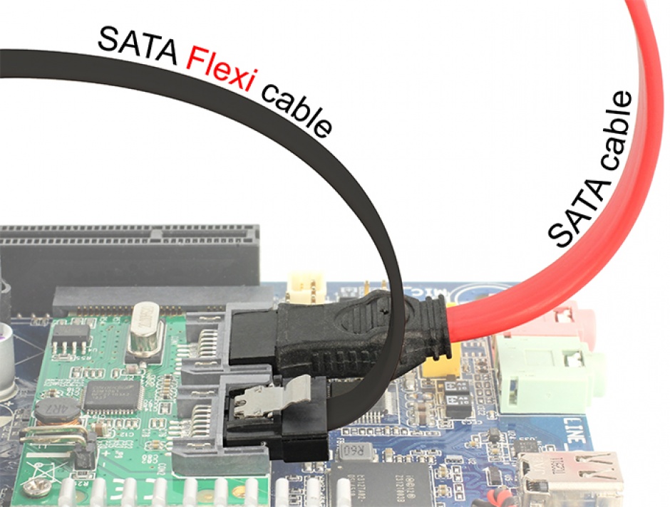 Imagine Cablu SATA III FLEXI 6 Gb/s 100 cm black metal, Delock 83843