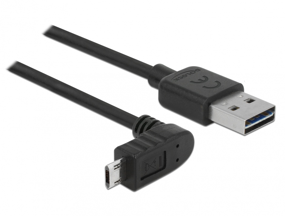 Imagine Cablu EASY-USB 2.0-A la EASY-Micro USB 2.0 T-T unghi sus/jos 1m, Delock 83848