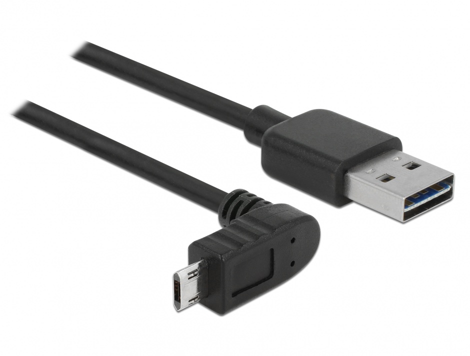 Imagine Cablu EASY-USB 2.0 tip A la micro USB-B EASY-USB unghi sus/jos T-T 5m Negru, Delock 83858