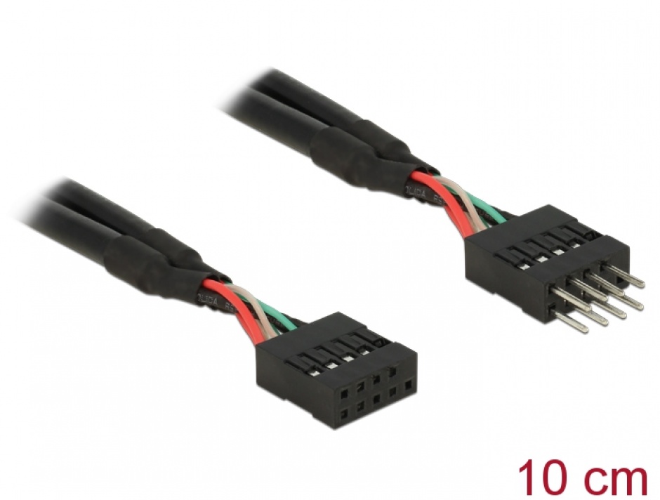 Imagine Cablu prelungitor pin header USB 2.0 10 pini T-M 10cm, Delock 83872