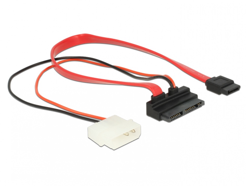 Imagine Cablu Micro SATA la SATA 7 pini + alimentare 2 pini unghi 5V 30cm, Delock 83911