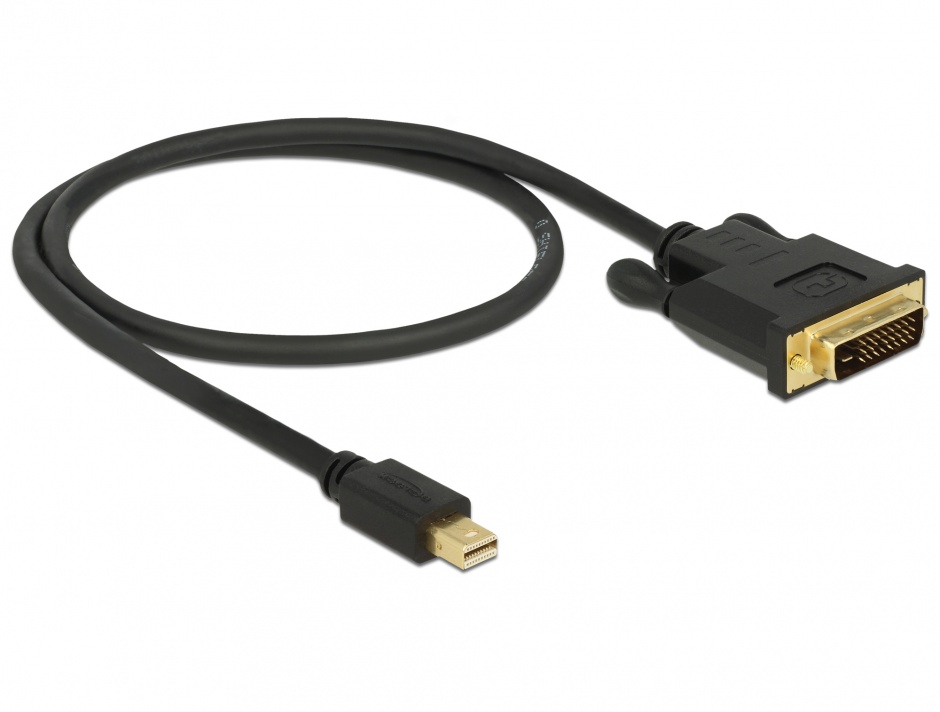 Imagine Cablu mini Displayport 1.1 la DVI 24+1 pini T-T 0.5m Negru, Delock 83987