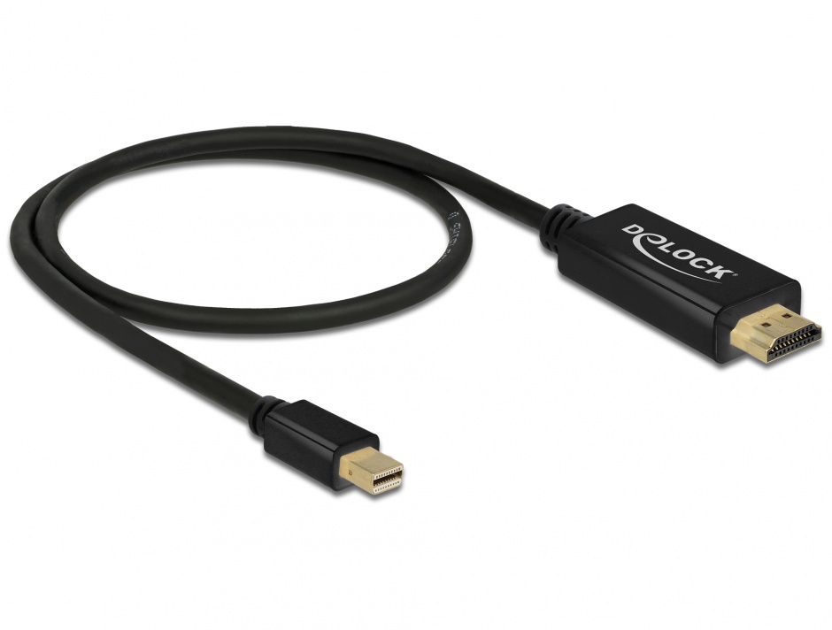 Imagine Cablu mini Displayport 1.1 la HDMI T-T 0.5m Negru, Delock 83992