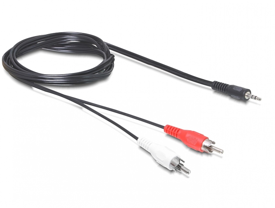 Imagine Cablu audio jack stereo 3.5mm la 2 x RCA T-T 10m Negru, Delock 84277