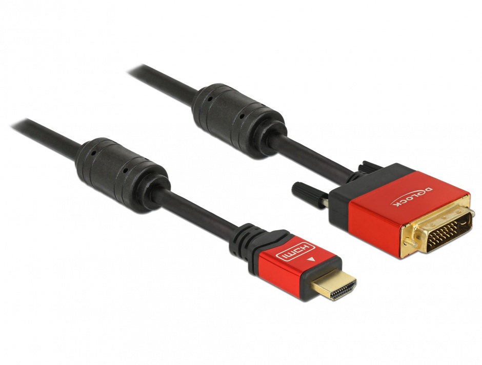 Imagine Cablu HDMI la DVI-D Dual Link 24+1 pini T-T Premium 3m, Delock 84343