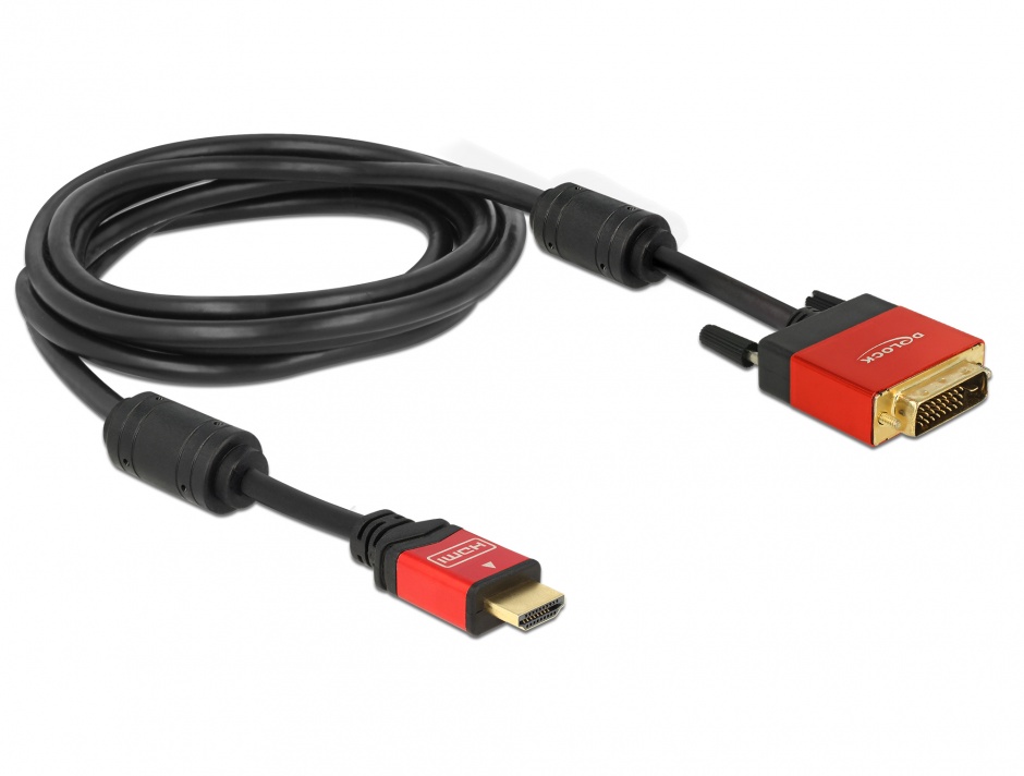 Imagine Cablu HDMI la DVI-D Single Link 18+1pini T-T Premium 3m, Delock 84343