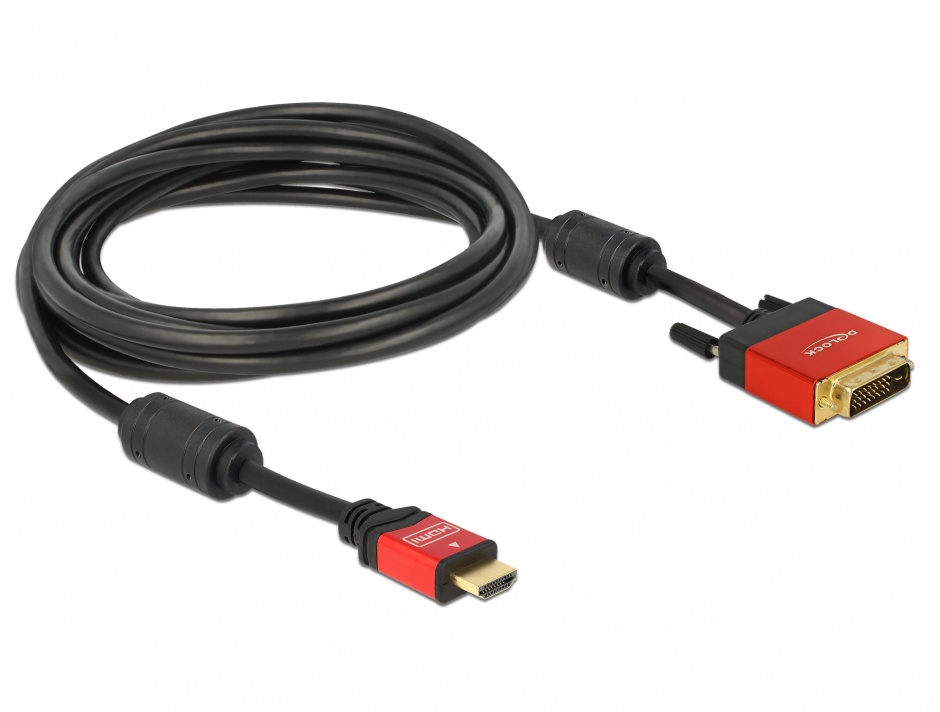 Imagine Cablu HDMI la DVI-D Single Link 18+1pini Premium T-T 5m, Delock 84344