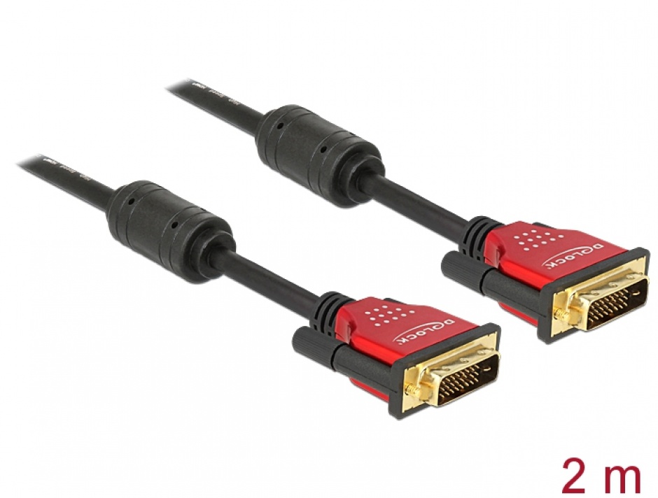 Imagine Cablu DVI-D Dual Link 24+1pini ecranat Premium 2m, Delock 84345