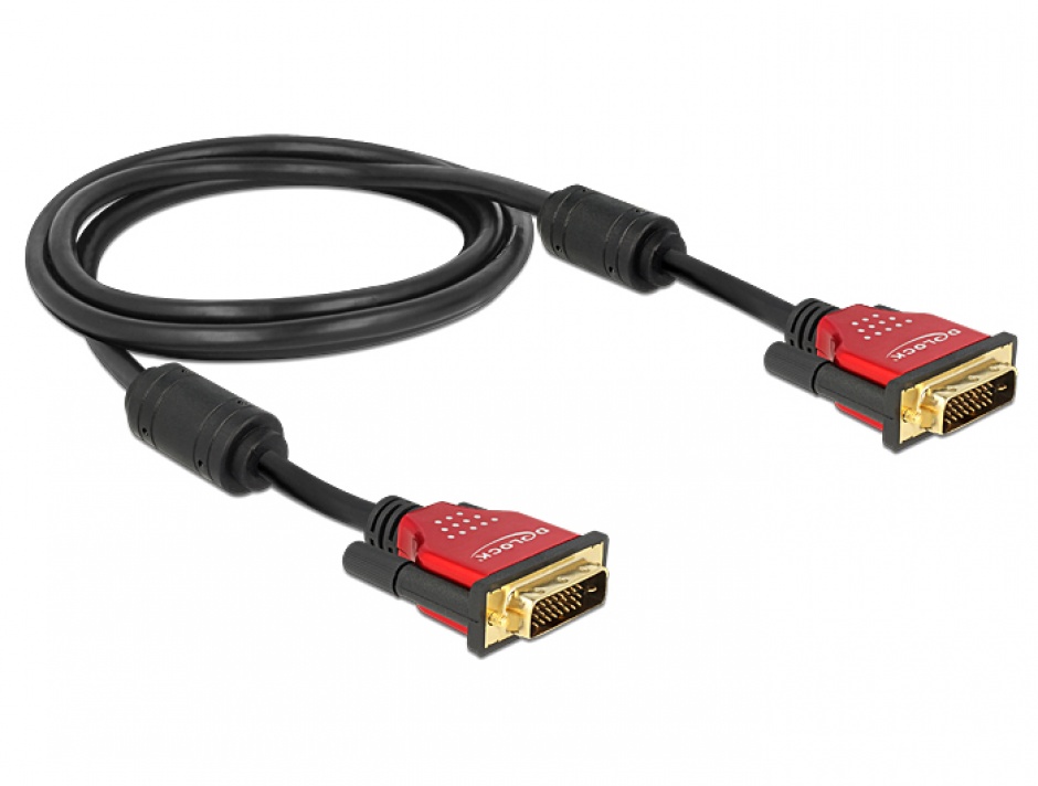 Imagine Cablu DVI-D Dual Link 24+1pini ecranat Premium 2m, Delock 84345