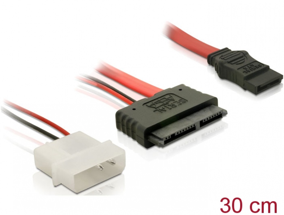 Imagine Cablu Micro SATA la alimentare 2 pini Molex 5V + SATA 30cm, Delock 84384