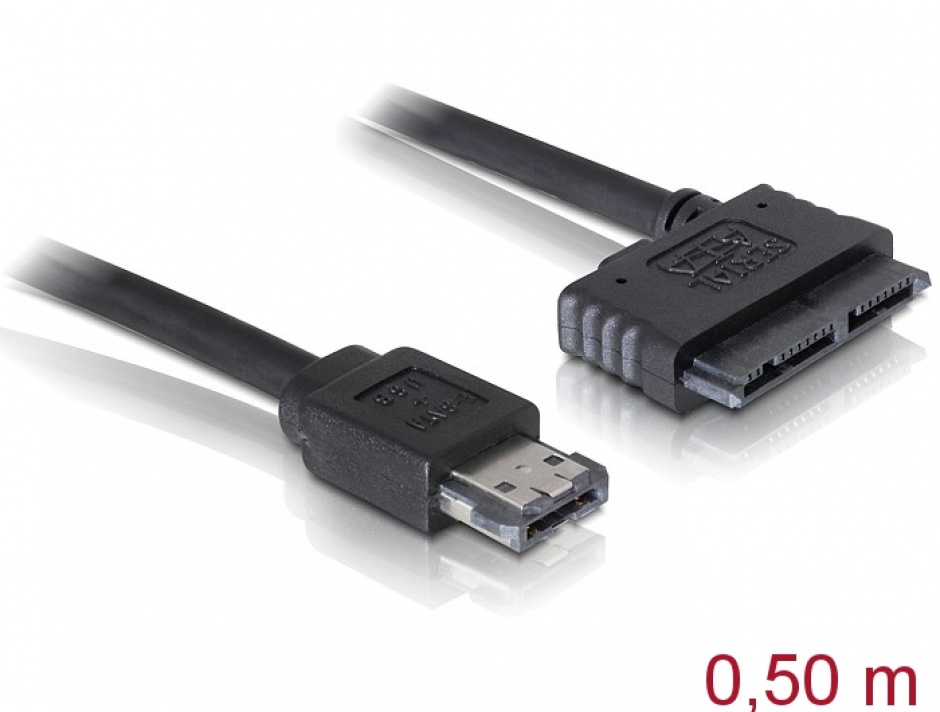 Imagine Cablu eSATAp la Micro SATA 16 pini 5V 0.5m, Delock 84415