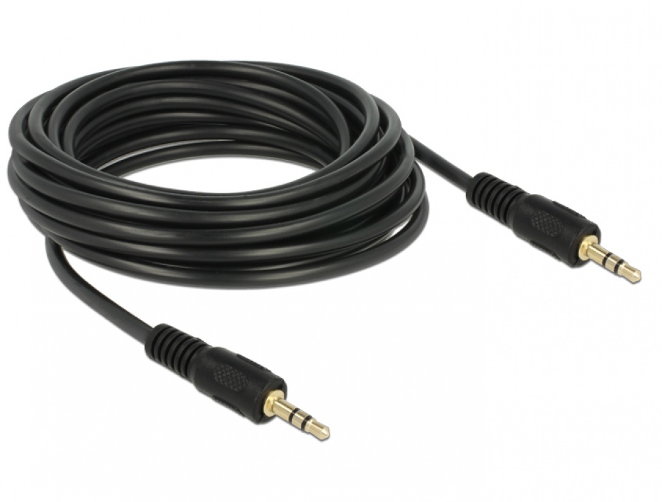 Imagine Cablu audio stereo Jack 3.5mm T-T 5m Negru, Delock 84438