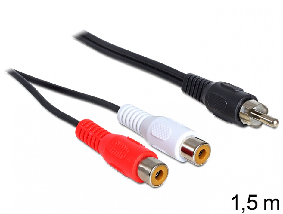 Imagine Cablu 2 x RCA la RCA M-T 1.5m, Delock 84494