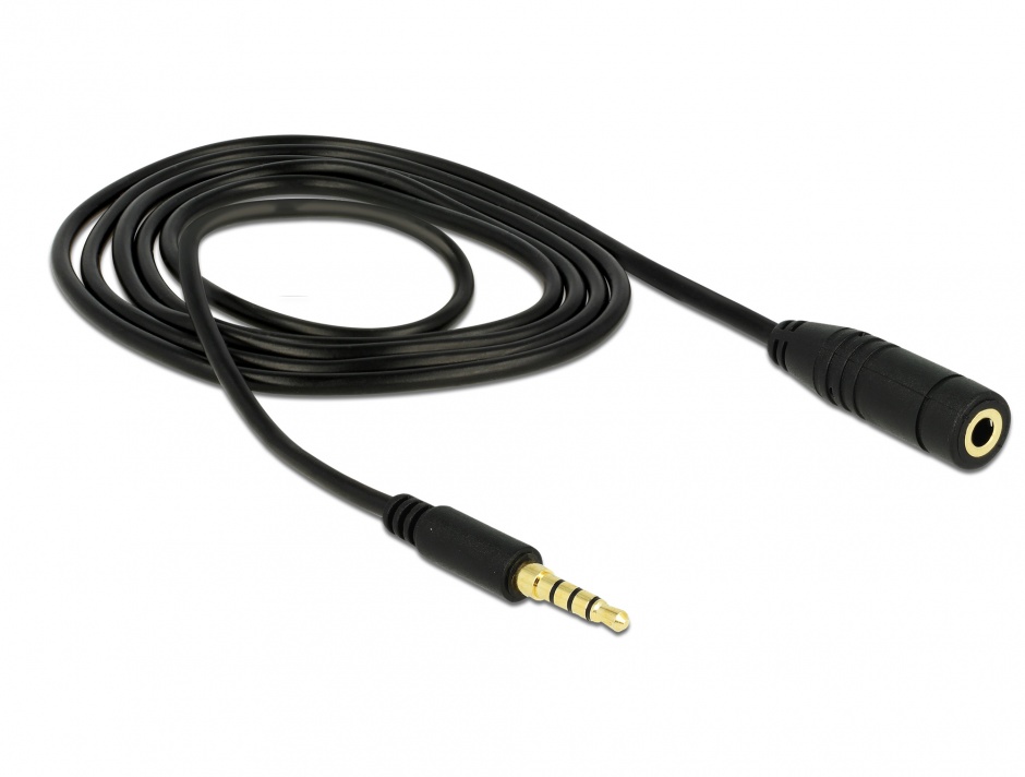 Imagine Cablu prelungitor audio jack 3.5mm 4 pini T-M 1m, Delock 84666