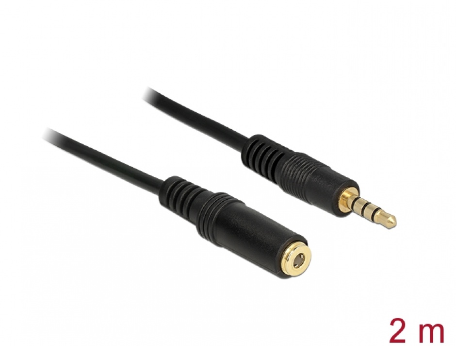 Imagine Cablu prelungitor audio jack 3.5mm 4 pini T-M 2m, Delock 84667